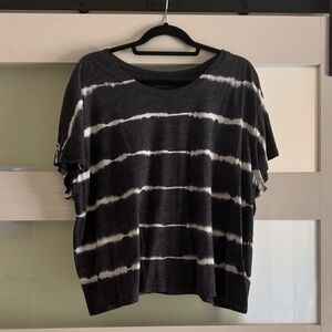 Grey and White Striped Women's Top